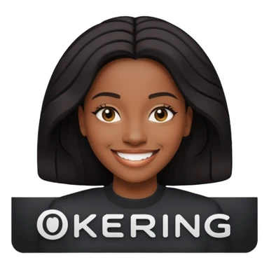 Black company card with black woman photo and « KERING » company name sticker