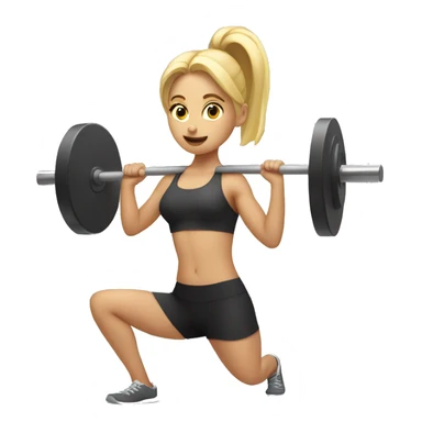 Blonde girl doing squats with barbell sticker