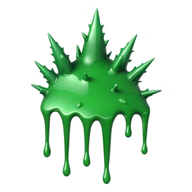 A glossy green paint splash with irregular spiky edges on a transparent background. sticker