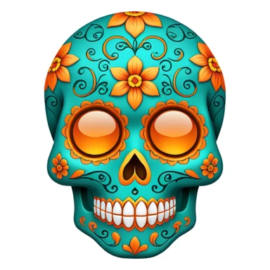 teal and orange sugar skull sticker