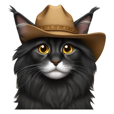 black maine coon with cowboy hat sticker