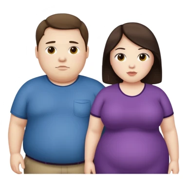 obese brunette white guy with obese brunette asian girl sticker