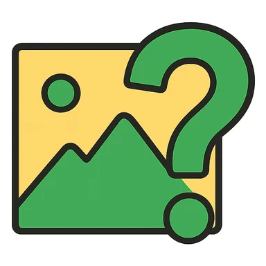 minimal icon style image placeholder emoji, green color, large question mark overlay sticker