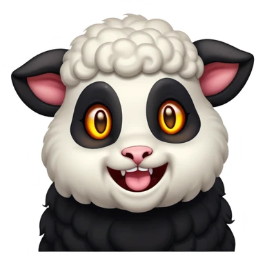 demonic lamb laughing with glowing eyes sticker