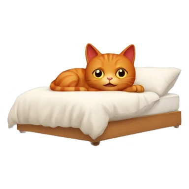 Red cat in bed sticker