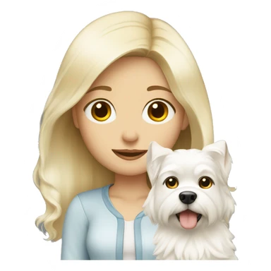 blonde girl with white fluffy dog sticker