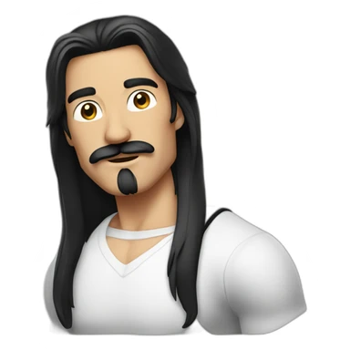 MAN WITH MUSTACHE AND LONG BLACK HAIR AND WHITE TANK TOP sticker