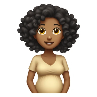 Girl with tan skin, pregnant, black curly hair waving hi sticker