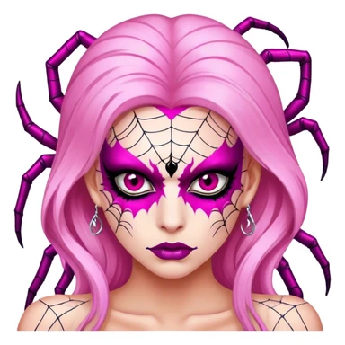 lady monster pink glam spiderweb make up face  sticker