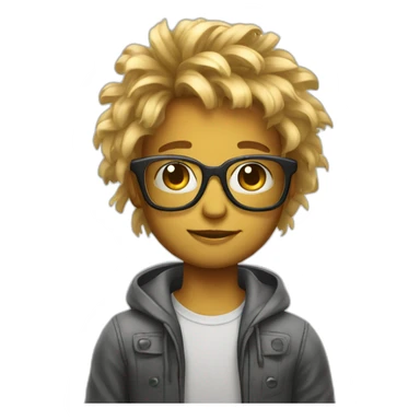 Young bot with glases white boy weavy hair sticker