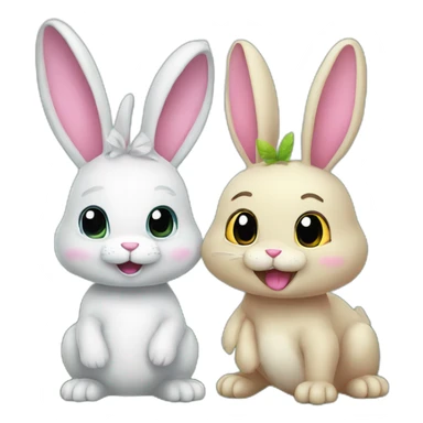 Bunny and Dino with bunny ears cute sticker