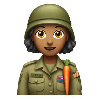 army woman holding carrot sticker