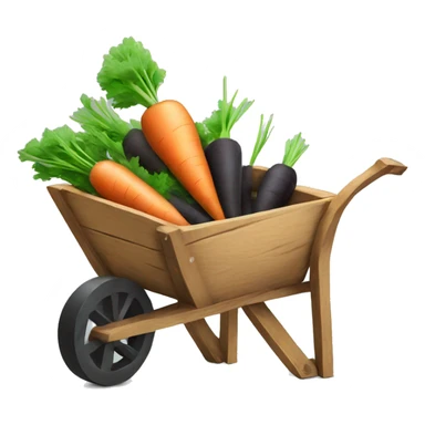 Dark cute Carrots in a wooden  wheelbarrow  sticker