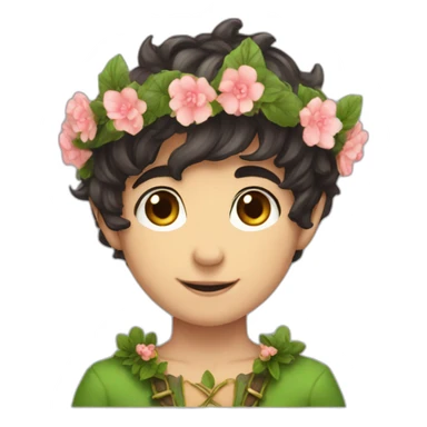 sweet elf boy flower crown dark hair sticker