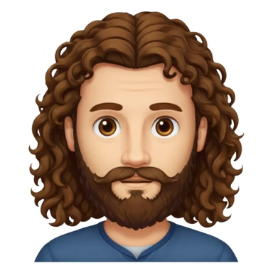 long curly hair bearded man sticker