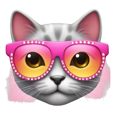 Cute cat wearing big pink bedazzled sun glasses  sticker