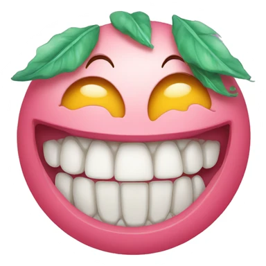 A smiley sharp teethed emoji with tears of joy sticker