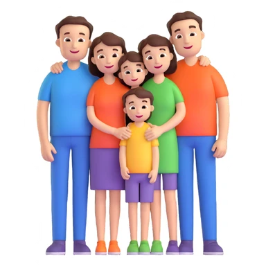 cheerful family of four hugging sticker