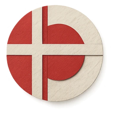 paper craft style Denmark and Japan flag combination sticker