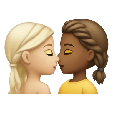 Two girls kissing one white and the other yellowish skin color  sticker
