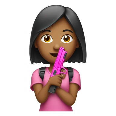 Girl holding pink gun sticker