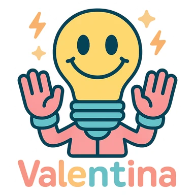 Add electric sparkles and the name 'Valentina' in a colorful style with a transparent background. sticker