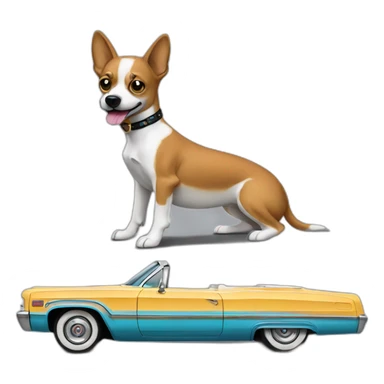 Dog in a 64 Impala low rider sticker