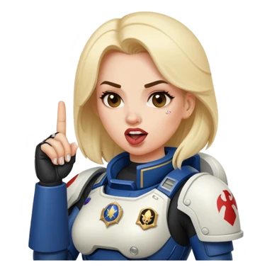woman space marine middle finger and face with tongue out  sticker