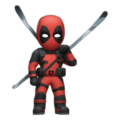 Dead pool qui fait du ski alpin sticker