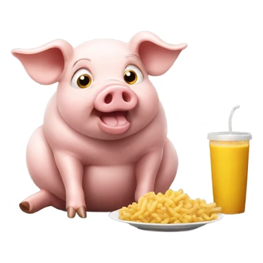 pig eating food sticker
