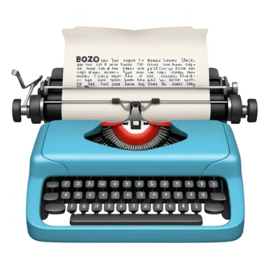 Typewriter typing on paper that says bozo sticker