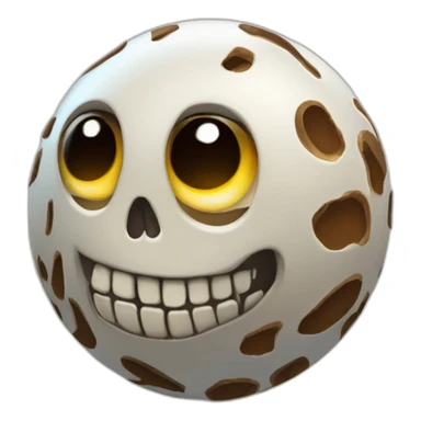 3d sphere with a cartoon Skeleton Horse skin texture with big beautiful eyes sticker
