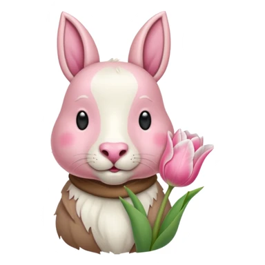 Un 🐑 lindo teniendo un tulipán rosa sticker