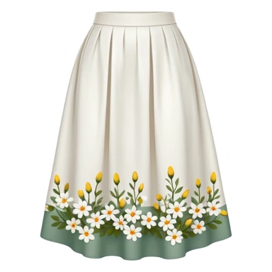 create a white with little flowers midi skirt whituot pleats sticker