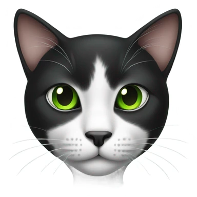 black and white cat with green eyes sticker