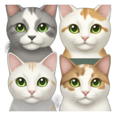 cream cat with grey green eyes and calico cat with green eyes sticker