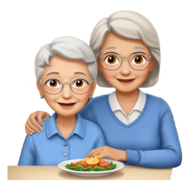 conversación dentro de un restaurant  dos personas y una de las persoans sea una abuela sticker