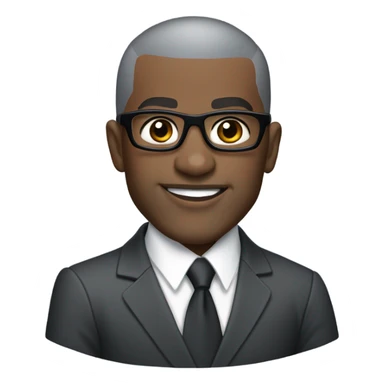 deon sanders with suit and glasses and buzz cut and small eyes and gray gotee sticker