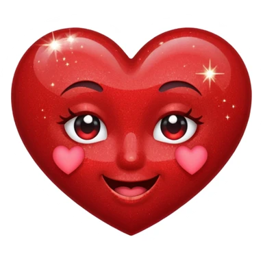 glitter heart, winking face sticker