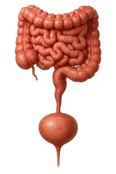intestino e vescica solo collegati verticalmente, iperrealistico 4k sticker