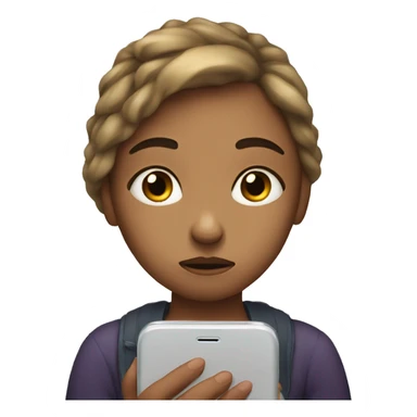 A sad girl looking at her phone sticker