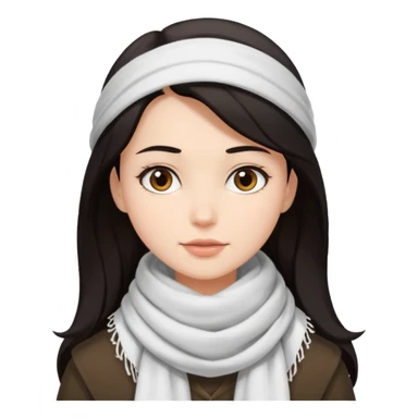 Girl with dark hair with a white scarf over her head sticker
