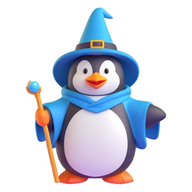 A penguin dressed as a wizard sticker