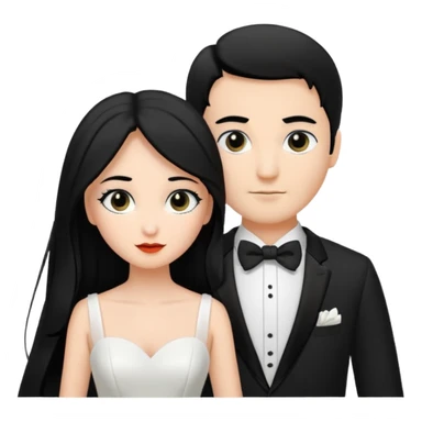 Bride with black hair black eyes as groom with black hair black eyes sticker