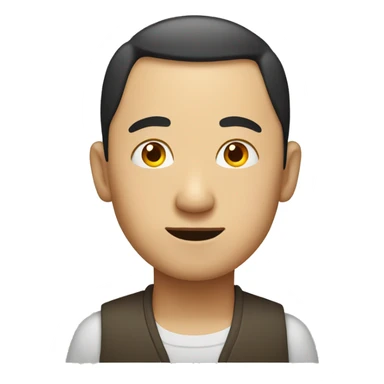 Chinese man looking for food sticker