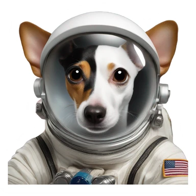 Rat terrier in a space suit on the moon sticker