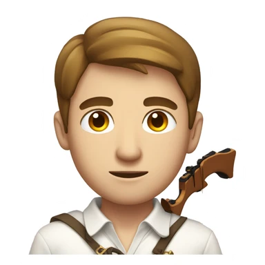 a male, aiming with a bow, facing  his target, eyes closed, wearing a white shirt, very short brown hair, bright skin, only show upper part of the body from waist up sticker