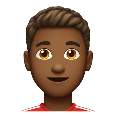 brown boy wearing red soccer uniform holding a football sticker