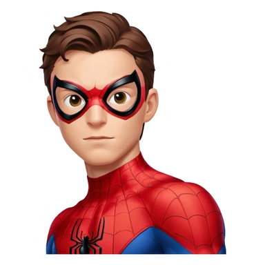 Tom Holland as Spider-Man with mask half off sticker