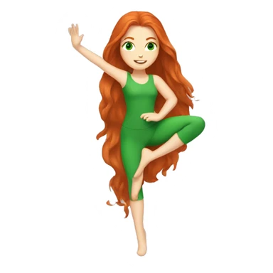long-haired redhead woman with green eyes, doing the splits sticker